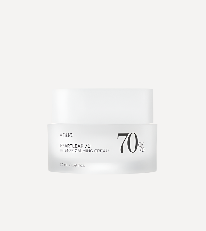 Anua Heartleaf 70% Intense Calming Cream (50ml) – Soothing and Moisturizing Cream with 70% Heartleaf Extract for Sensitive and Irritated Skin