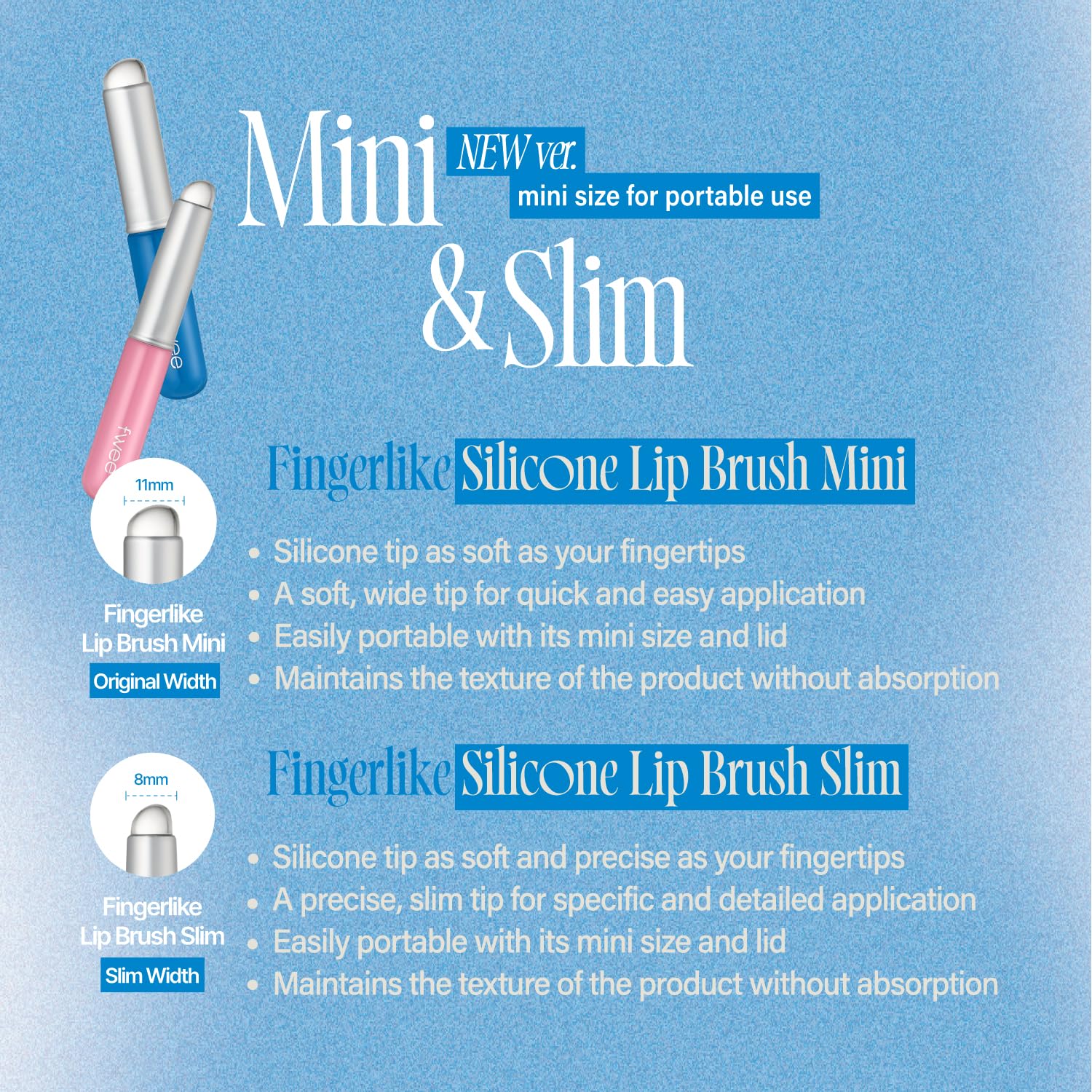 FWEE Fingerlike Silicone Lip Brush Mini – Small Soft Silicone Applicator for Precise Lip Makeup Application