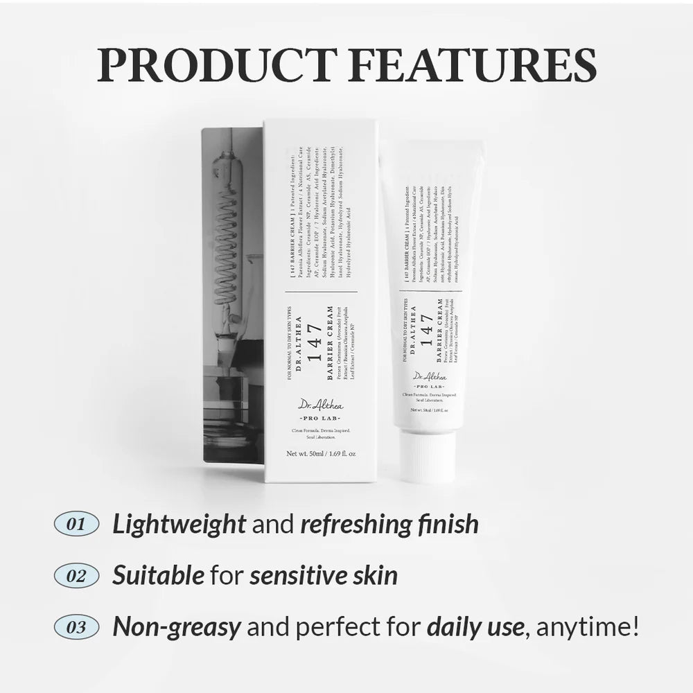 DR.ALTHEA 147 Barrier Cream (50ml) – Moisturizing Cream for Strengthening Skin Barrier and Hydrating Sensitive Skin