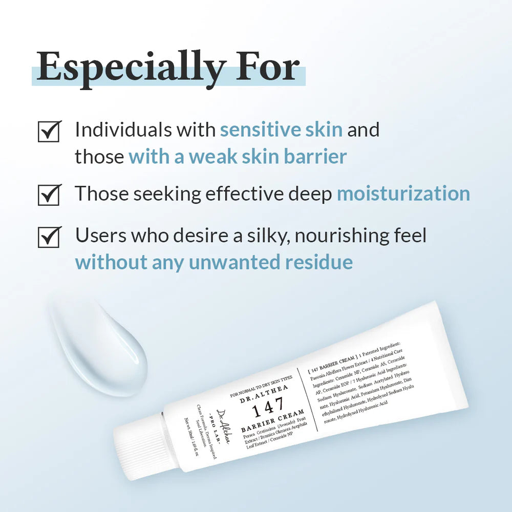 DR.ALTHEA 147 Barrier Cream (50ml) – Moisturizing Cream for Strengthening Skin Barrier and Hydrating Sensitive Skin