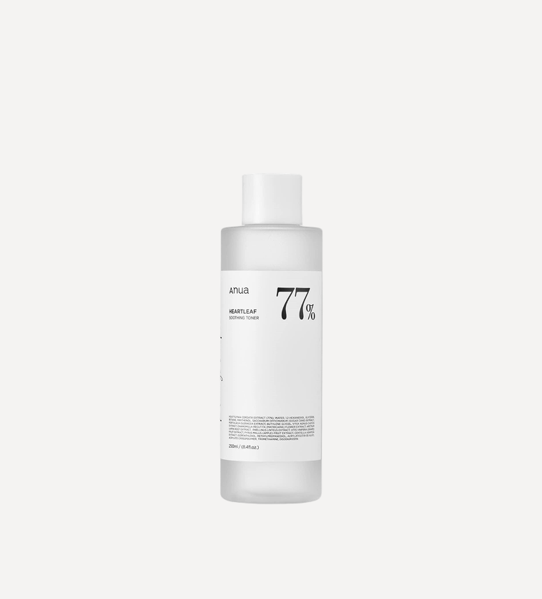 Anua Heartleaf Soothing 77% Toner (250ml) – Calming and Hydrating Toner with 77% Heartleaf Extract for Sensitive and Irritated Skin
