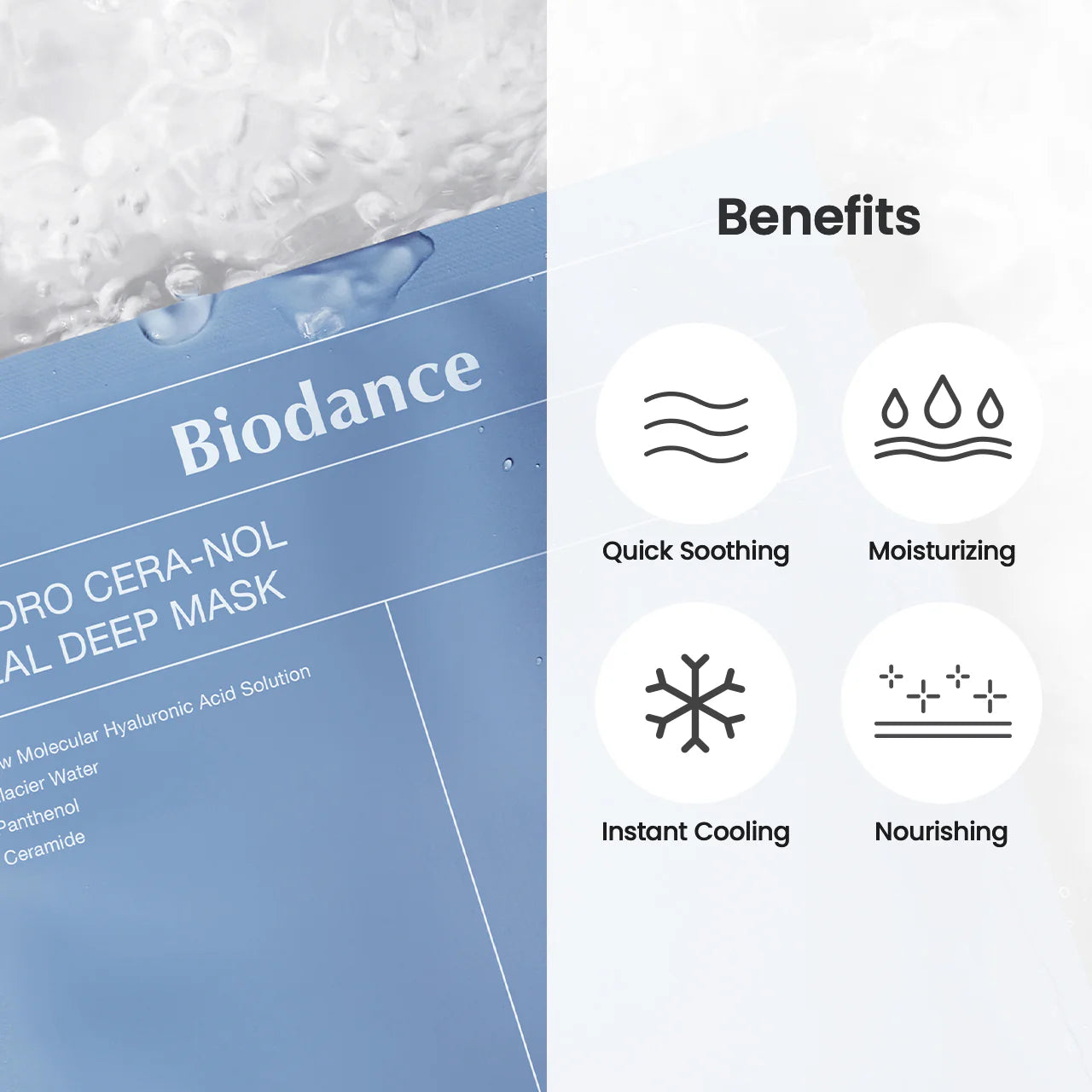 BIODANCE Hydro Cera-nol Real Deep Mask (4 units) – Intensive Hydrating Sheet Masks with Ceramide for Dry and Sensitive Skin