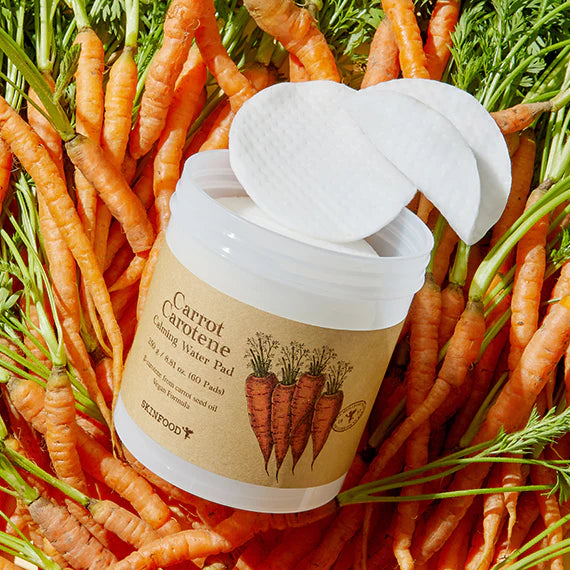 SKINFOOD Carrot Carotene Calming Water Pad (60 Pads) – Soothing Toner Pads with Carrot Extract for Redness and Sensitive Skin