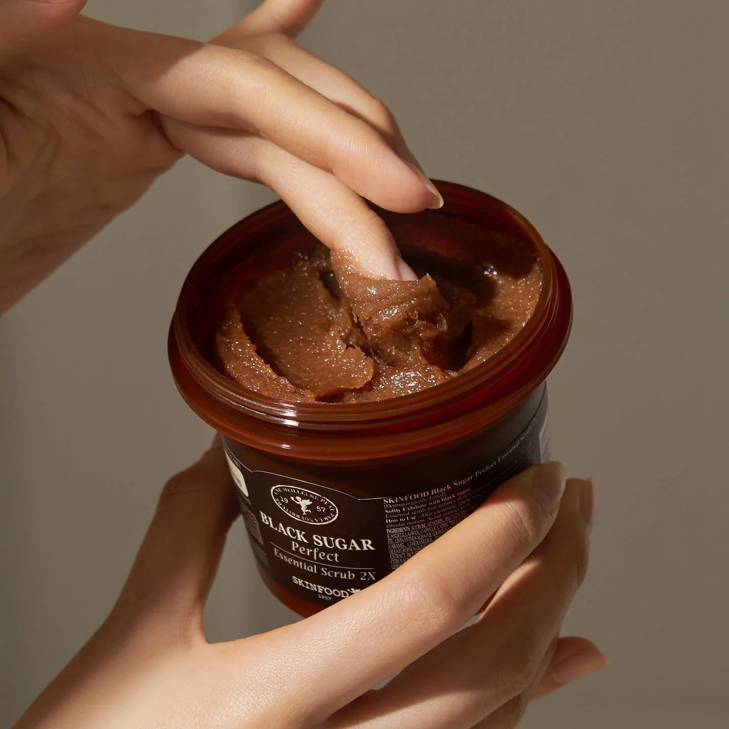 SKINFOOD Black Sugar Perfect Essential Scrub – Exfoliating Facial Scrub with Black Sugar for Smooth, Glowing Skin