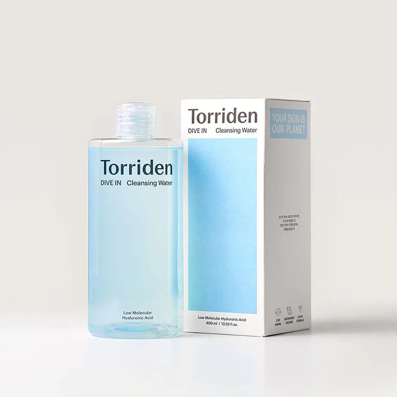 TORRIDEN DIVE-IN Low Molecular Hyaluronic Acid Cleansing Water (400ml) – Gentle Makeup Remover and Hydrating Cleanser with Hyaluronic Acid